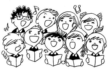 Cartoon image of children singing