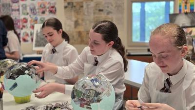 Emmanuel College students work with Gateshead Central Library Arts & Heritage team's Cultural Apprentice.